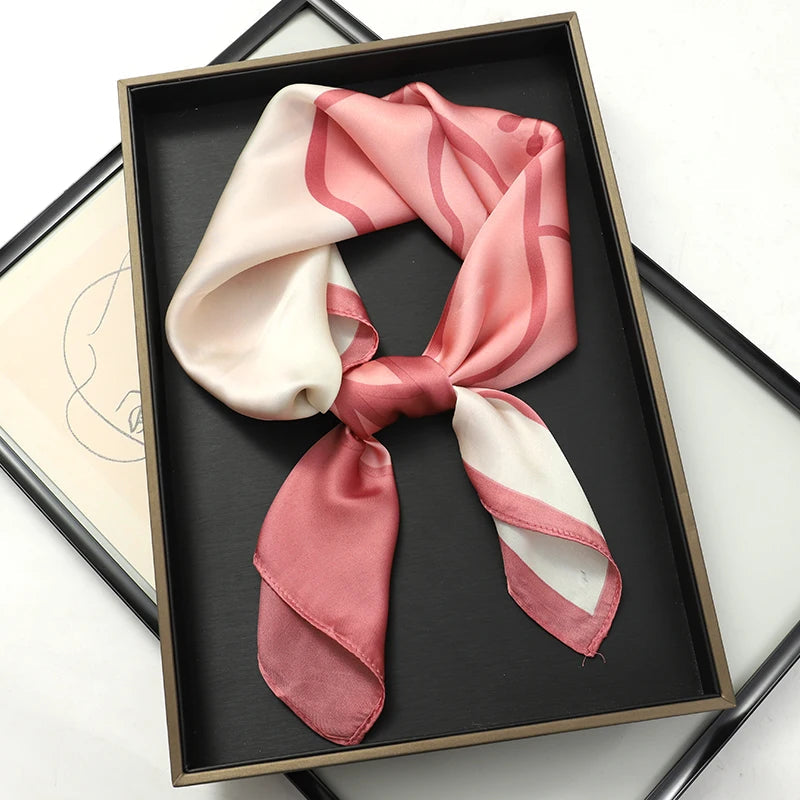 60Colors Luxury Scarf Women 70*70Cm Silk Feel Square Hair Wrapping Foulard Satin Shawl Big Size Head Bandana Hijab Handkerchief Quick Pick Grocers